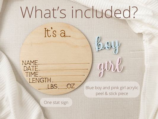 Surprise Gender Reveal Sign, It's A Boy Announcement, It's A Girl, Birth Stat Sign, Baby Name Sign, Gender Reveal Idea, Baby Shower Gift