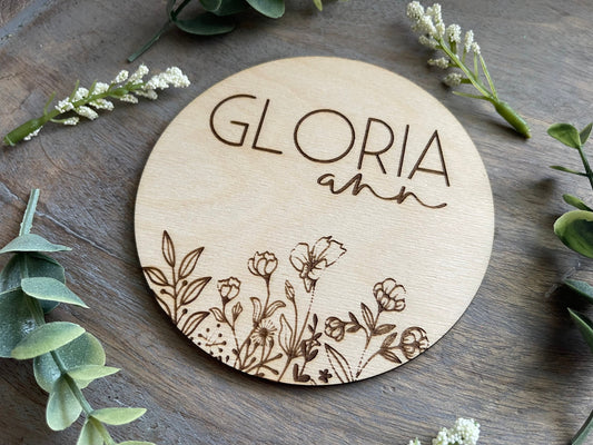 Floral Baby Name Sign, Baby Name Announcement, Flower Nursery Decor, Floral Nursery Decor, Baby Shower Gift for Baby, Newborn Keepsake