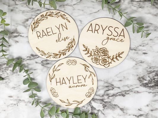 Floral Baby Name Sign, Baby Name Announcement, Flower Nursery Decor, Floral Nursery Decor, Baby Shower Gift for Baby, Newborn Keepsake