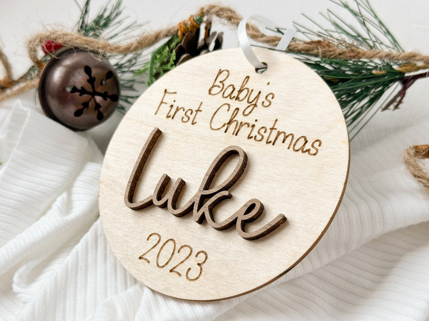 Baby's First Christmas Ornament 2025, New Baby Gift for Christmas, Wooden Personalized Ornament for Baby, Keepsake for Newborn, Baby Shower