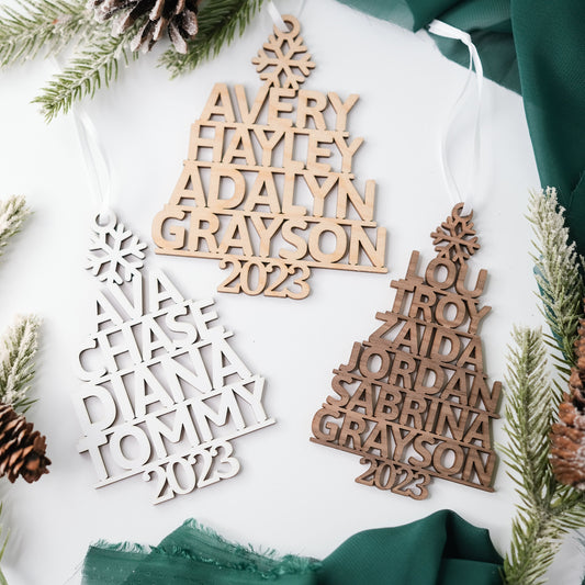 Family Christmas Ornament, Personalized Christmas Tree Ornament, Christmas Gift for Family, 2023 Christmas Keepsake, Family Name Ornament