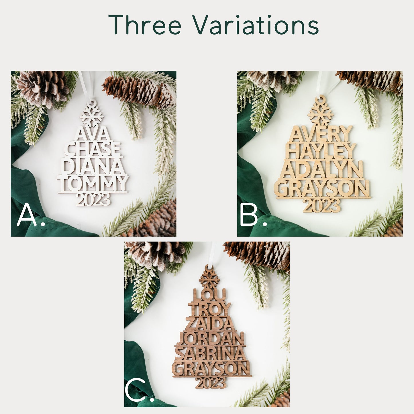 Family Christmas Ornament, Personalized Christmas Tree Ornament, Christmas Gift for Family, 2023 Christmas Keepsake, Family Name Ornament