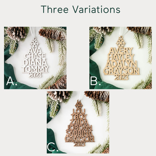 Family Christmas Ornament, Personalized Christmas Tree Ornament, Christmas Gift for Family, 2023 Christmas Keepsake, Family Name Ornament