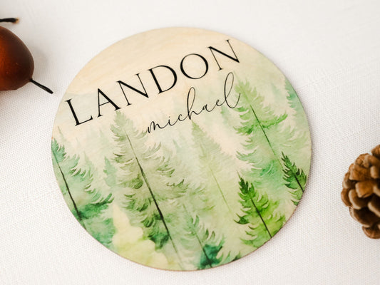 Forest Baby Name Sign, Hospital Name Announcement, Wood Sign Birth Reveal, Baby Name Reveal, Baby Boy Name Sign, Birth Announcement