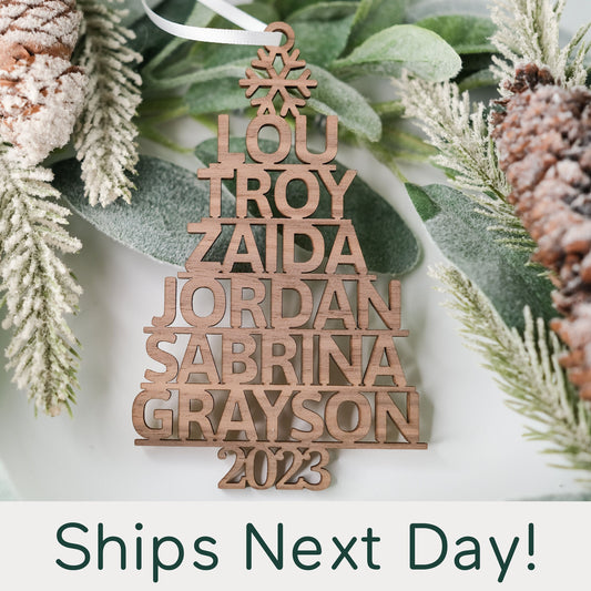 Family Christmas Ornament, Personalized Christmas Tree Ornament, Christmas Gift for Family, 2023 Christmas Keepsake, Family Name Ornament