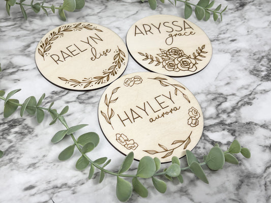 Floral Baby Name Sign, Baby Name Announcement, Flower Nursery Decor, Floral Nursery Decor, Baby Shower Gift for Baby, Newborn Keepsake