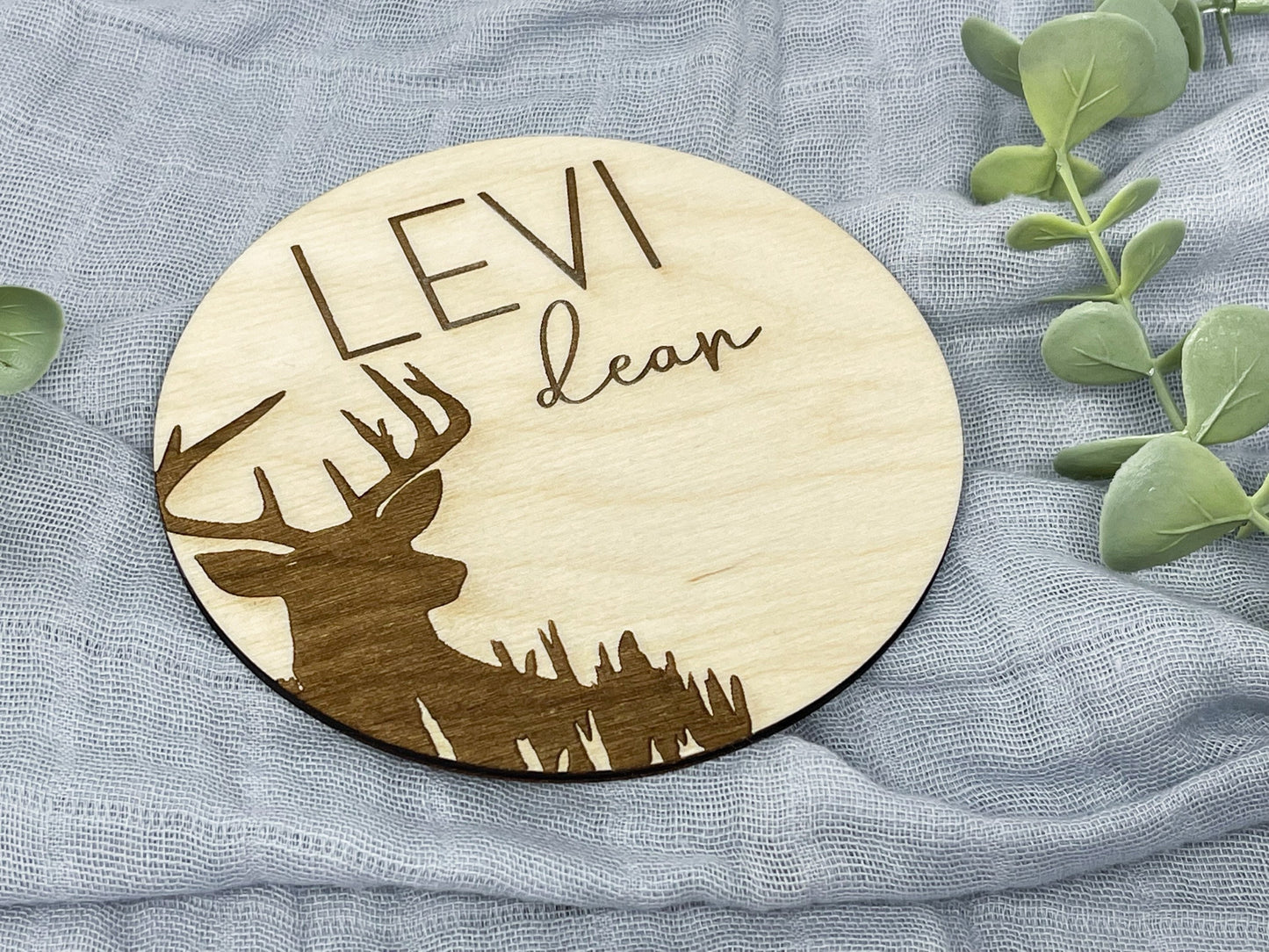 Deer Baby Name Sign Announcement, Deer Nursery Decor, Wood Baby Name Announcement, Country Nature Nursery Decor, Baby Shower Gift for Mom