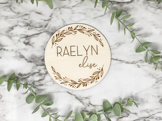 Floral Baby Name Sign, Hospital Name Announcement, Hospital Name Sign, Baby Girl Name Sign, Flower Name Sign, Greenery Name Sign, Keepsake