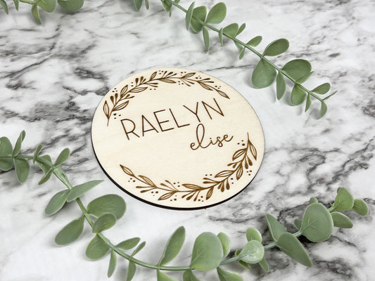 Floral Baby Name Sign, Hospital Name Announcement, Hospital Name Sign, Baby Girl Name Sign, Flower Name Sign, Greenery Name Sign, Keepsake