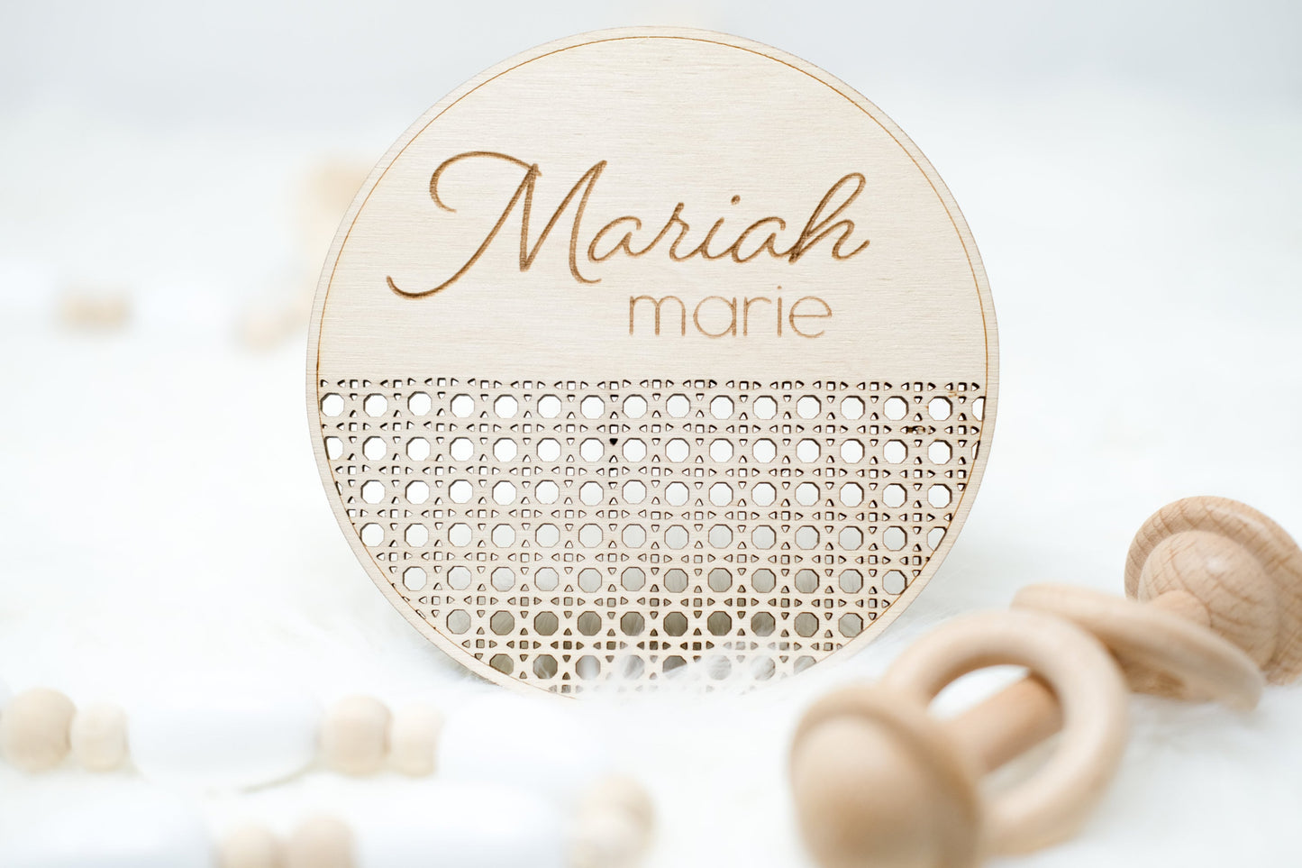 Rattan Baby Name Sign, Baby Name Announcement, Hospital Name Sign, Newborn Name Wood Sign, Baby Shower Gift for Newborn, Rattan Baby Props