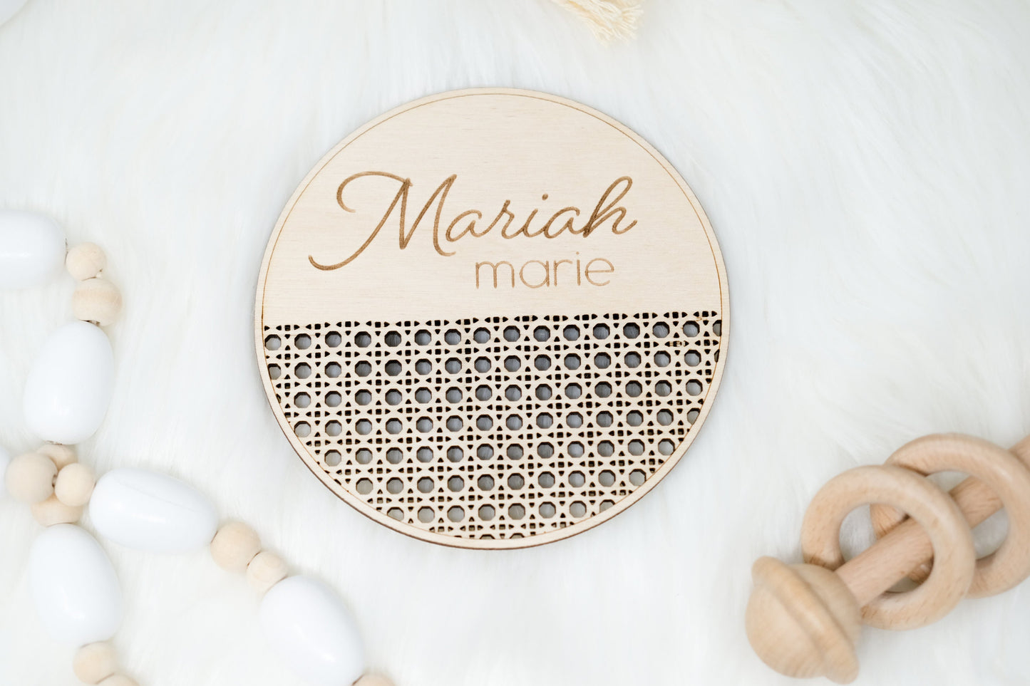 Rattan Baby Name Sign, Baby Name Announcement, Hospital Name Sign, Newborn Name Wood Sign, Baby Shower Gift for Newborn, Rattan Baby Props