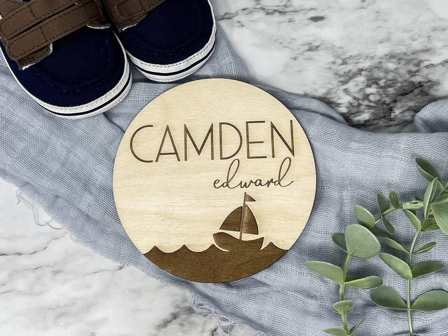 Nautical Name Sign, Baby Name Announcement, Ocean Nursery Decor, Baby Shower Gift for Boy, Nautical Nursery Name Sign, Newborn Keepsake
