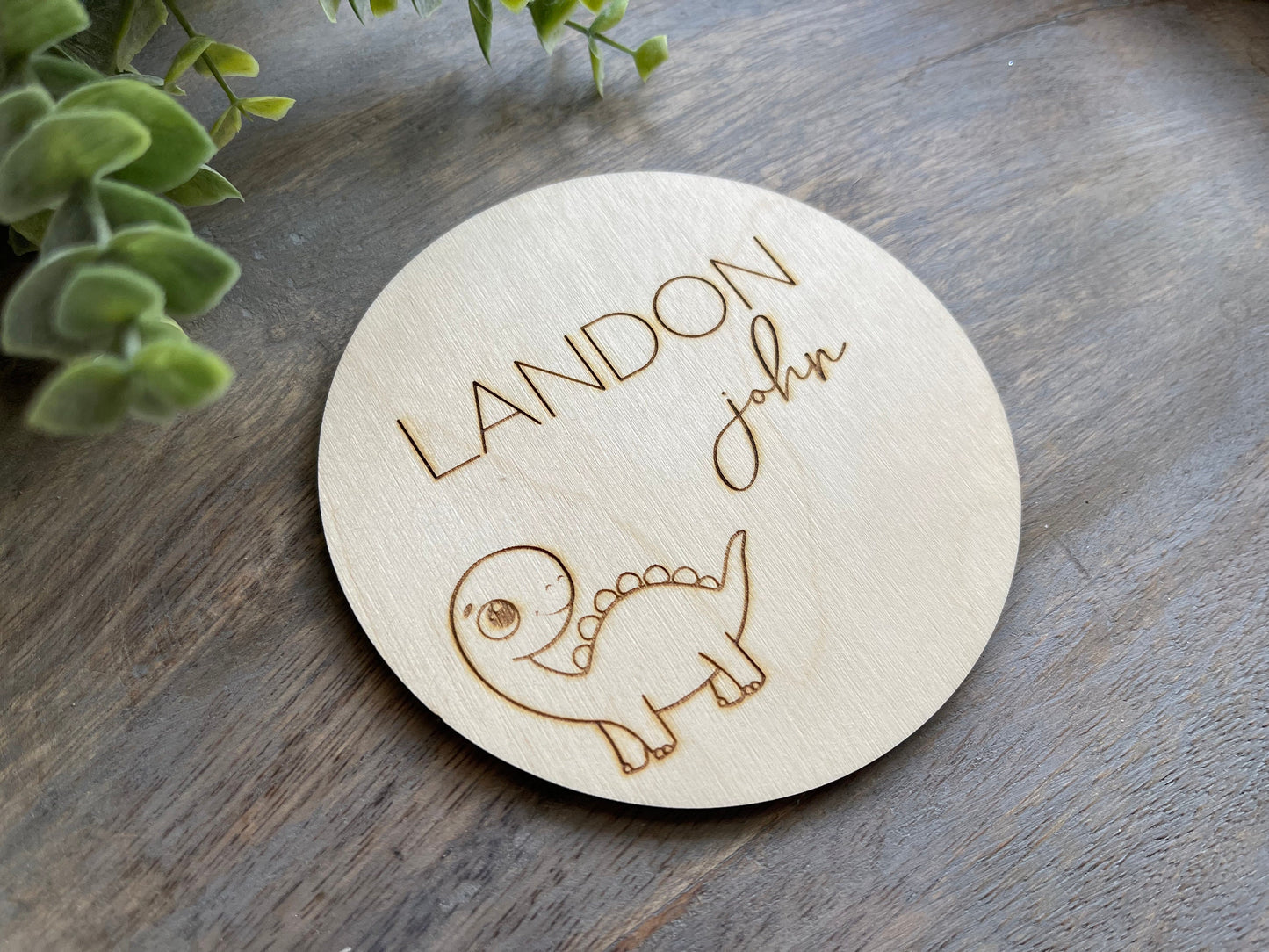 Dinosaur Baby Name Sign Announcement, Wood Sign Birth Reveal, Baby Name Reveal Sign, Small Baby Boy Name Sign, Personalized  Newborn Name