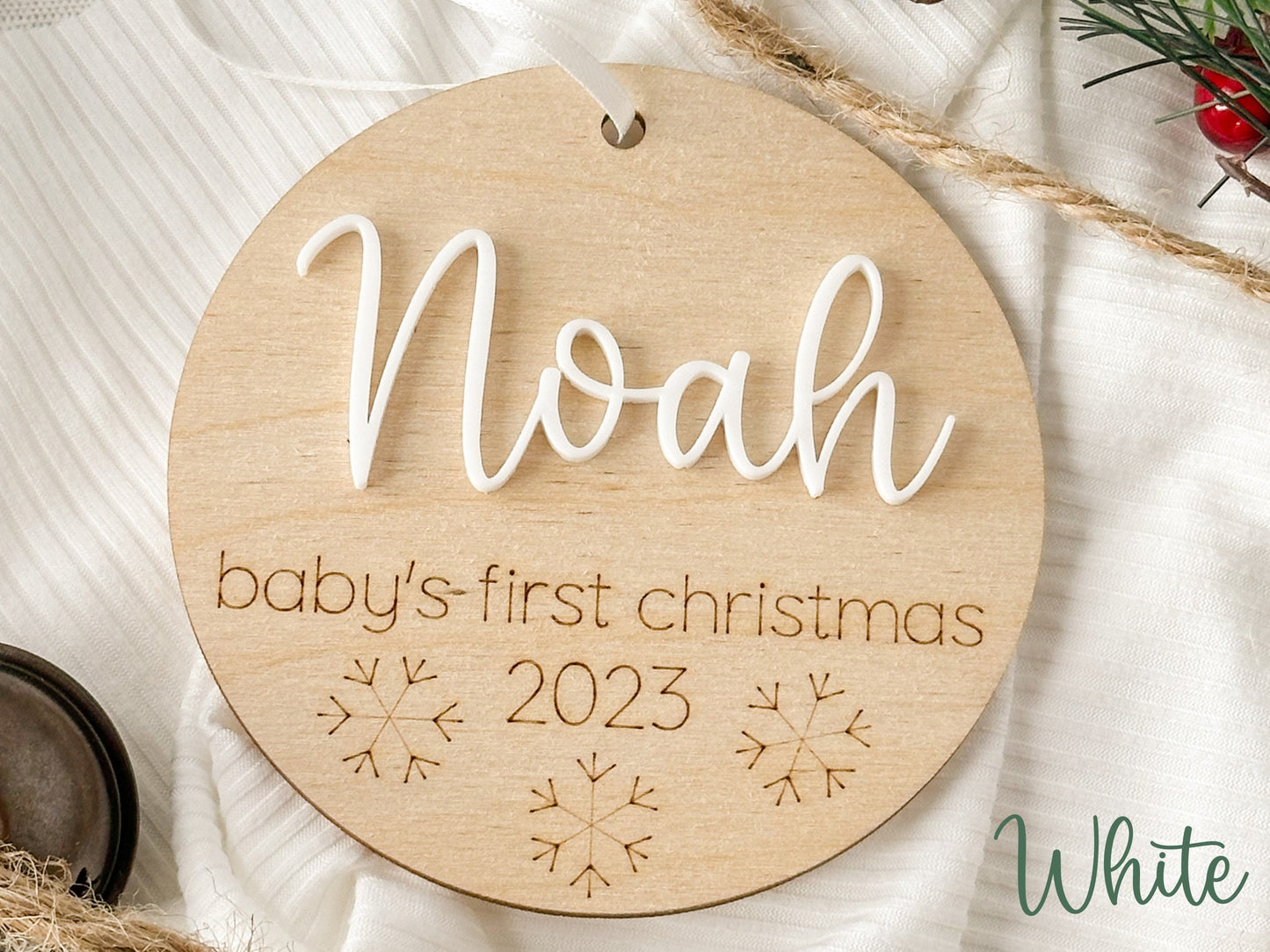Baby's First Christmas Ornament 2023, New Baby Gift for Christmas, Wooden Personalized Ornament for Baby, Keepsake for Newborn, Baby Shower