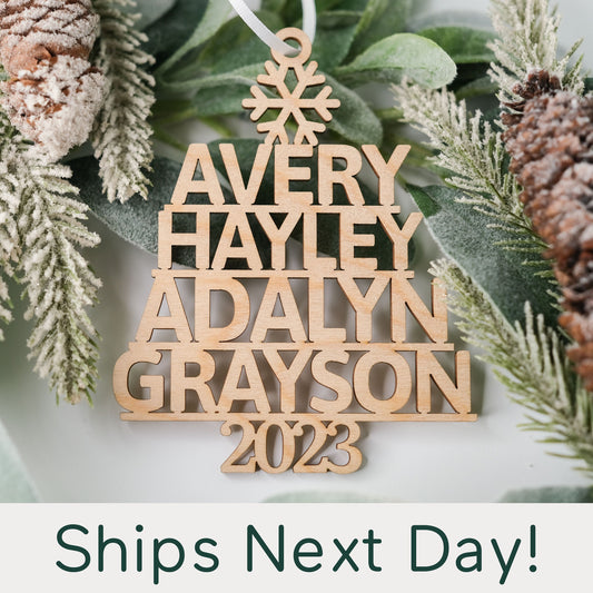 Family Christmas Ornament, Personalized Christmas Tree Ornament, Christmas Gift for Family, 2025 Christmas Keepsake, Family Name Ornament
