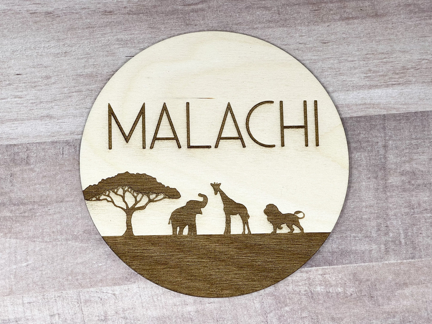 Safari Baby Name Sign Announcement, Wood Sign Birth Reveal, Baby Name Reveal, Baby Boy Name Sign, Jungle Themed Personal Newborn Name Sign