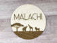 Safari Baby Name Sign Announcement, Wood Sign Birth Reveal, Baby Name Reveal, Baby Boy Name Sign, Jungle Themed Personal Newborn Name Sign